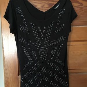 Black knit top with silver accents
